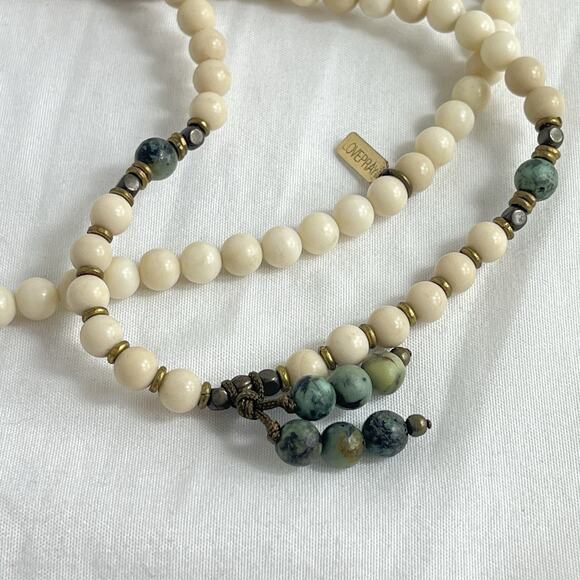 Lovepray Semiprecious Stone Turquoise or Green and Ivory colors jasper? Necklace - Picture 6 of 8